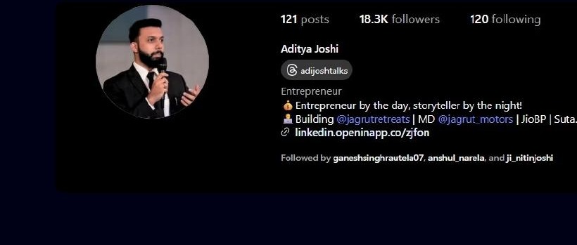 Aditya Joshi profile evidence
